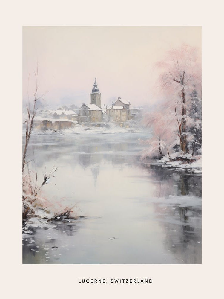 Dreamy Winter Painting Poster Lucerne Switzerland 2