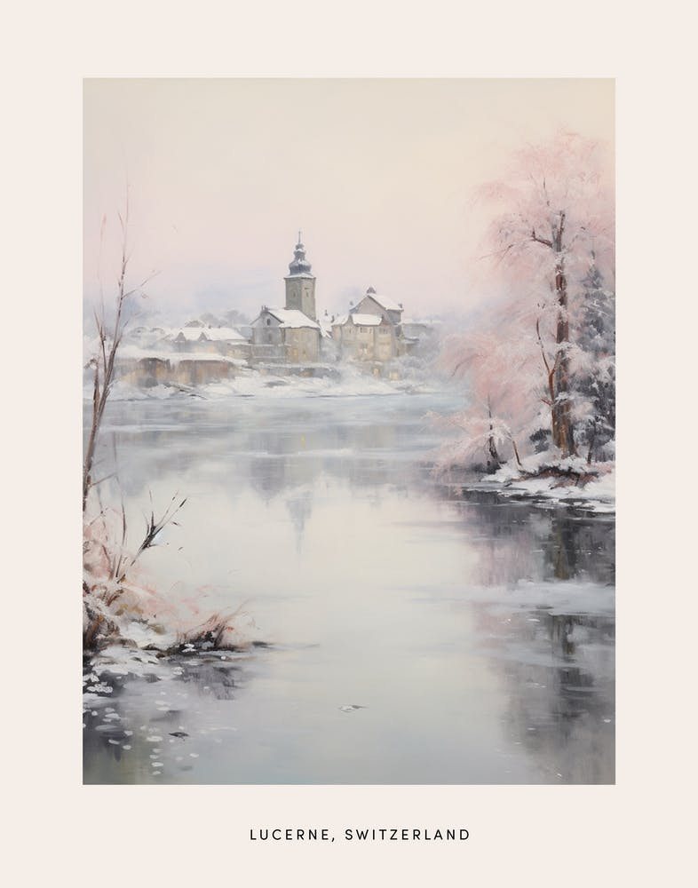 Dreamy Winter Painting Poster Lucerne Switzerland 2