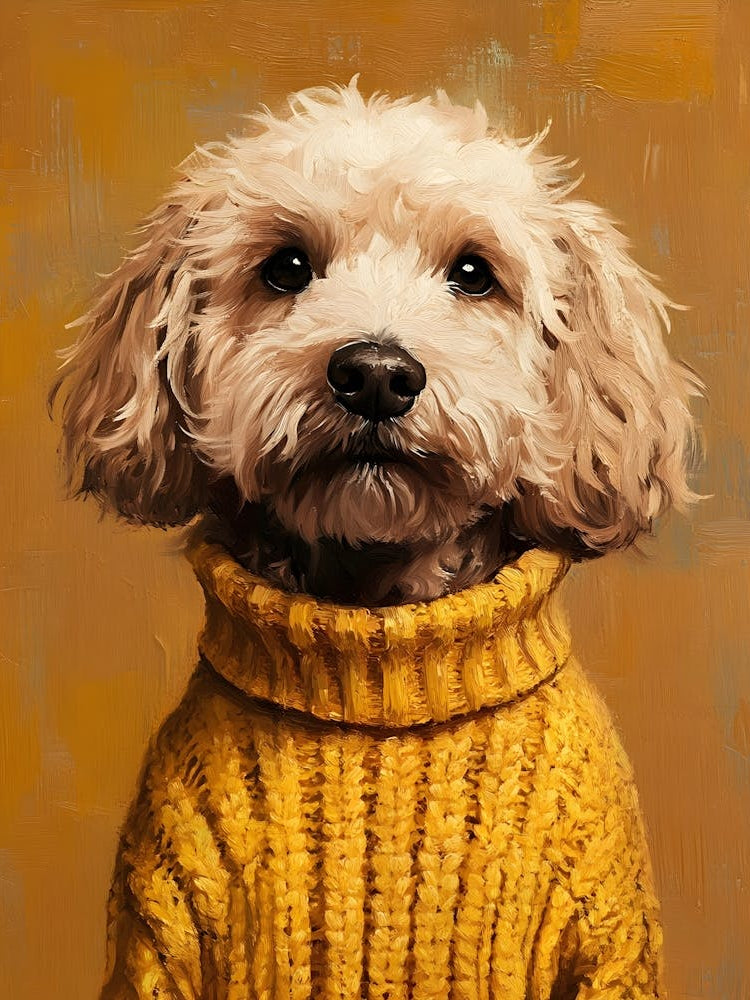Goldendoodle In Turtleneck Sweater