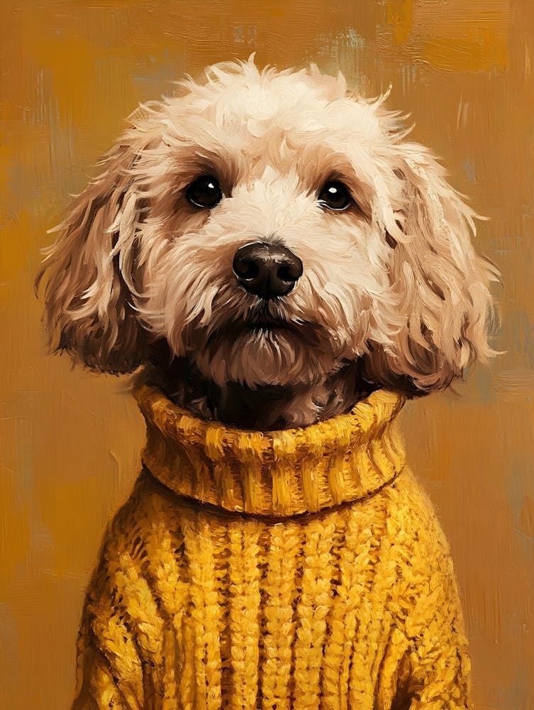 Goldendoodle In Turtleneck Sweater