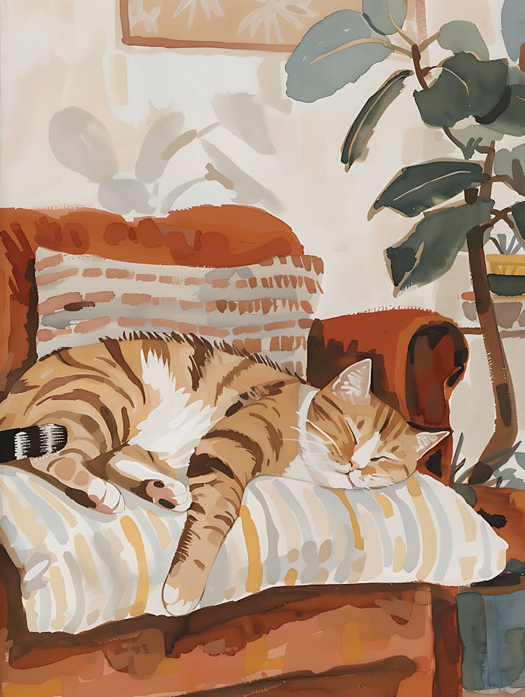 Cat Sleeping On Couch 2
