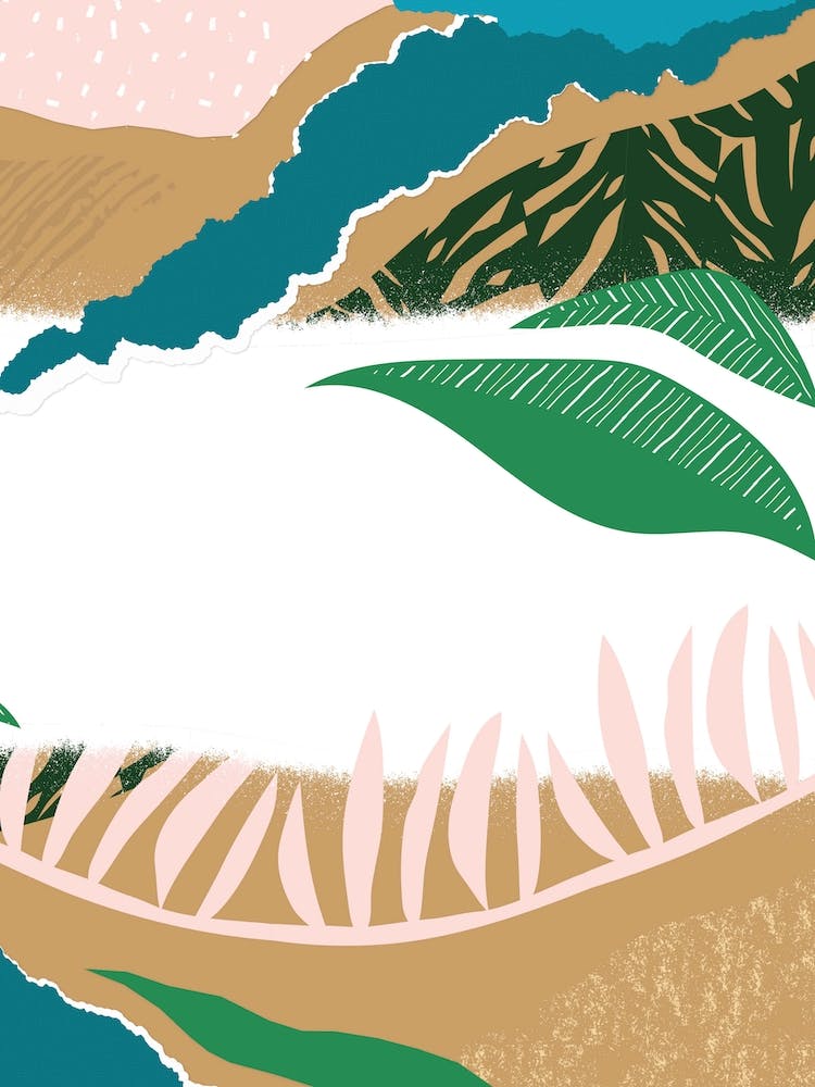 White Mixed Jungle Abstract