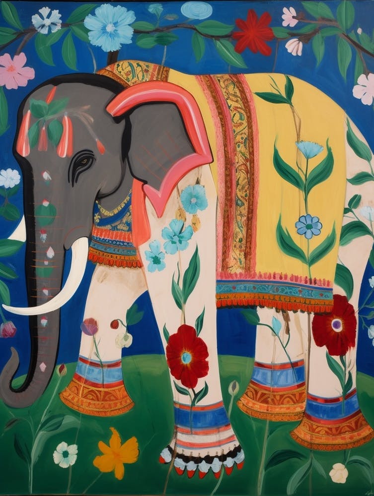 Maximalist Animal Painting Elephant 1