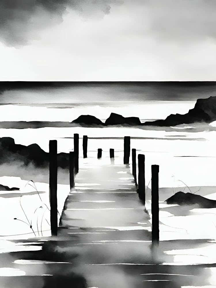 Black And White Of A Pier