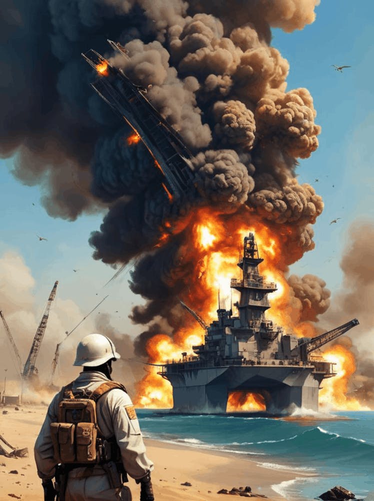 Gulf War Burning Oil Rig