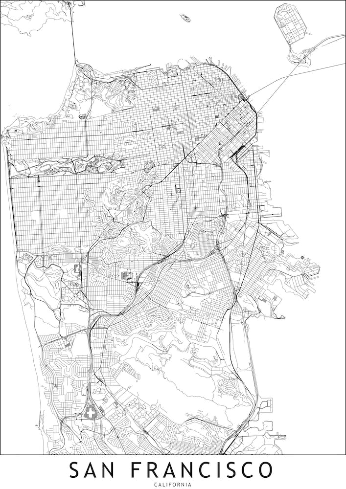 San Francisco White Map