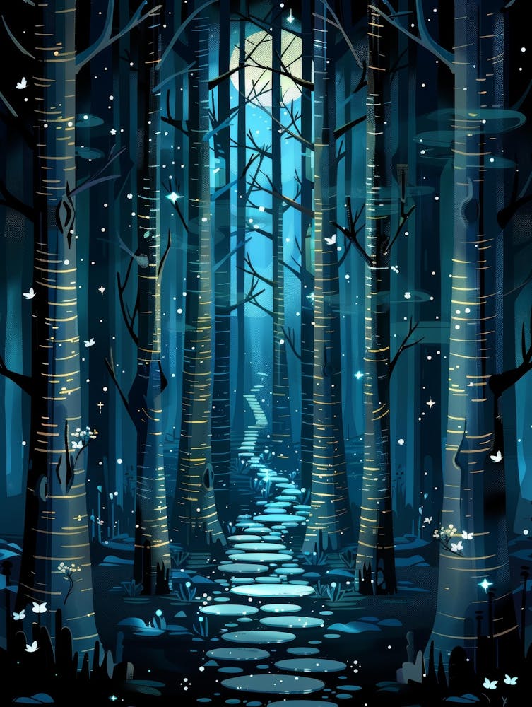 Forest Path At Night