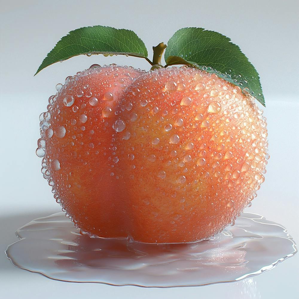 A Super Realistic Peach In 3d With Some Water On It