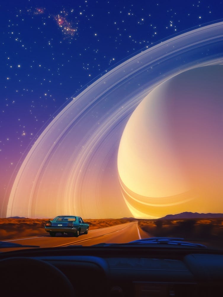 Space Road Trip At Dawn