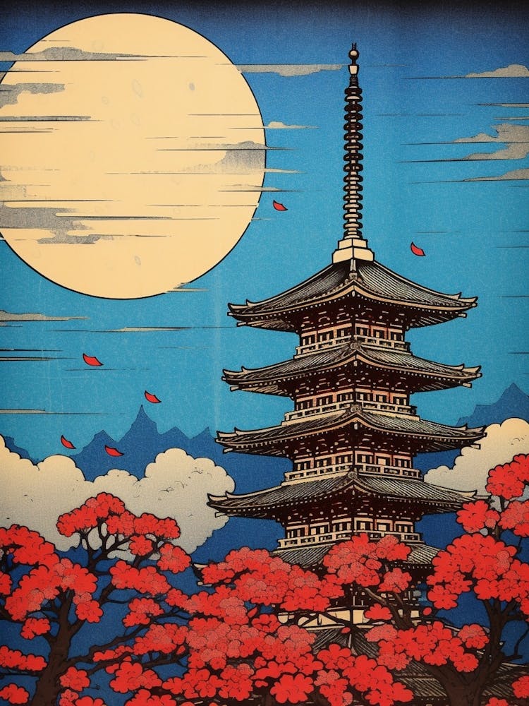 Tokyo Skytree, Japan Vintage Travel Art 4