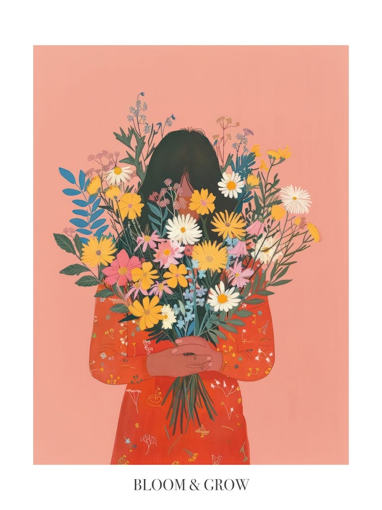 Bloom And Grow Spring Girl With Wild Flowers 3