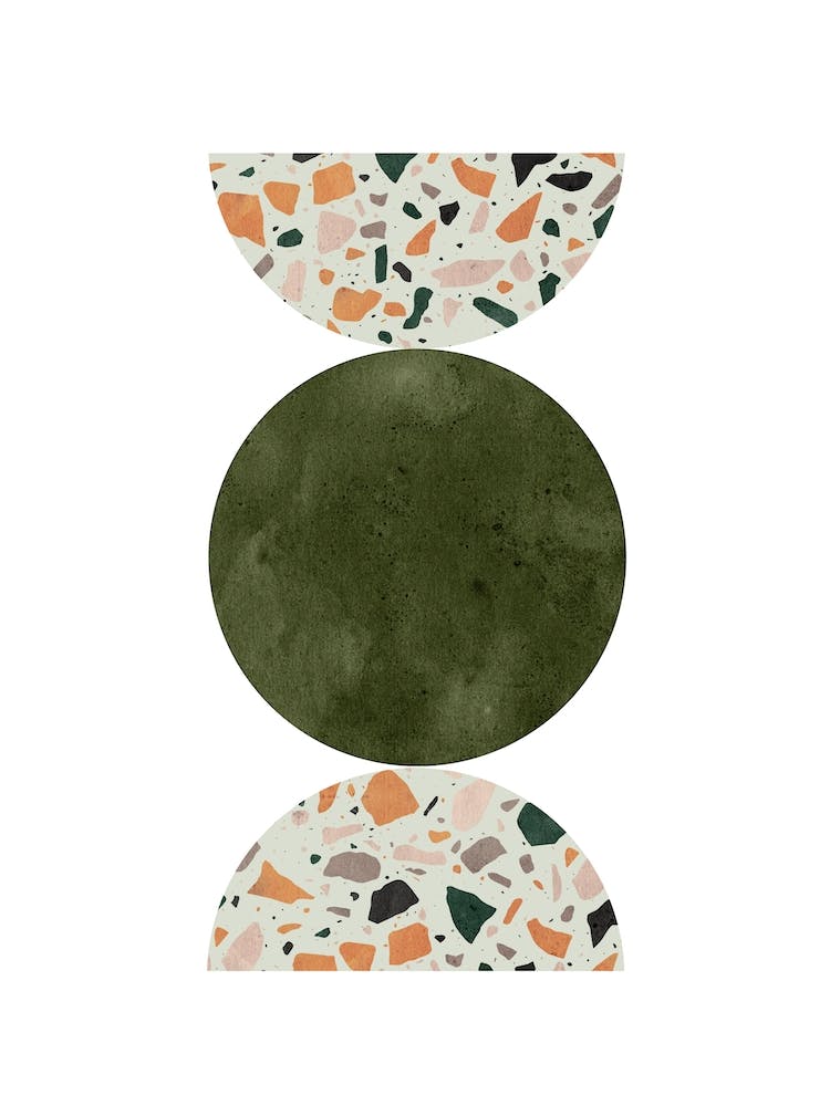 Green And Terrazzo balancing shapes