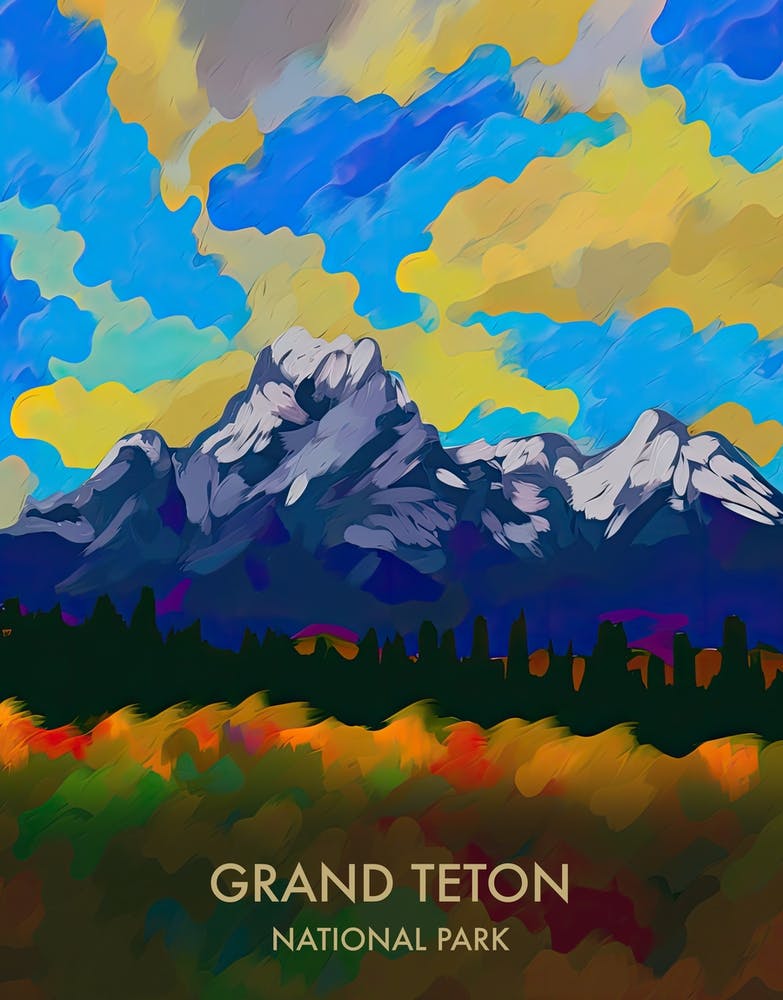 Grand Teton National Park Travel Poster Matisse Style 2