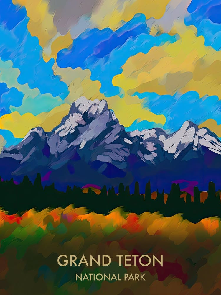 Grand Teton National Park Travel Poster Matisse Style 2