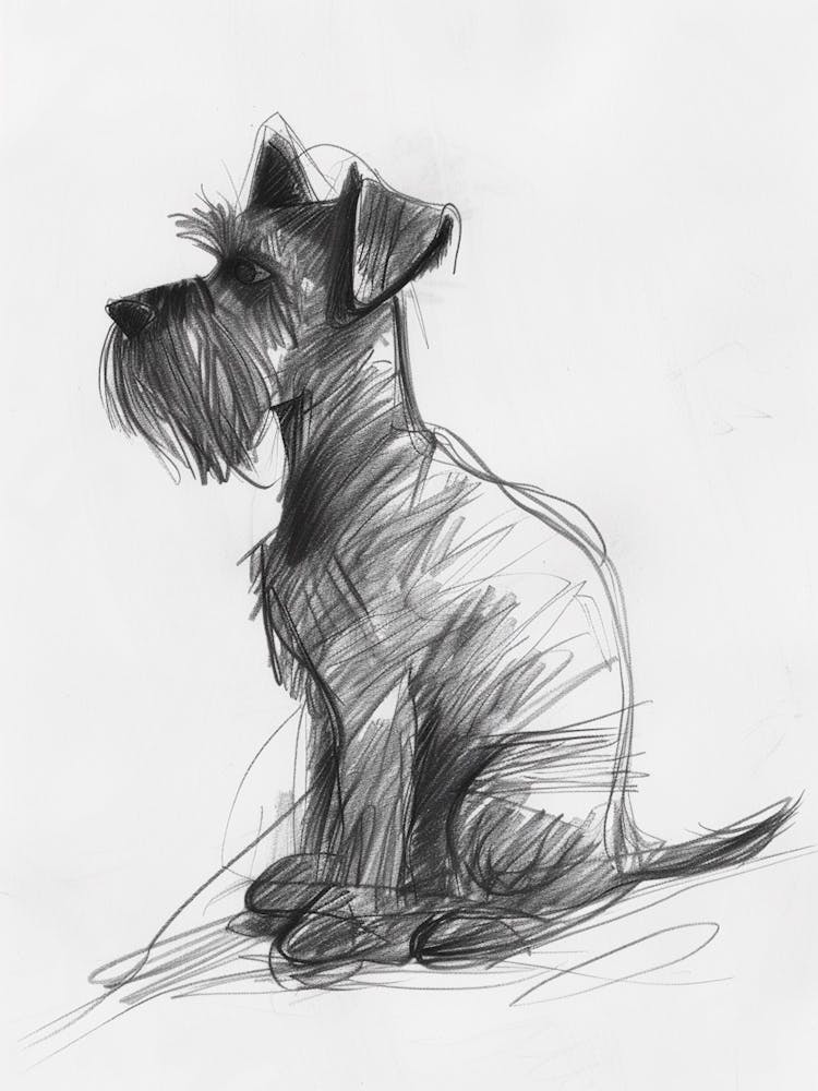 Minature Schnauzer Dog Charcoal Line 1