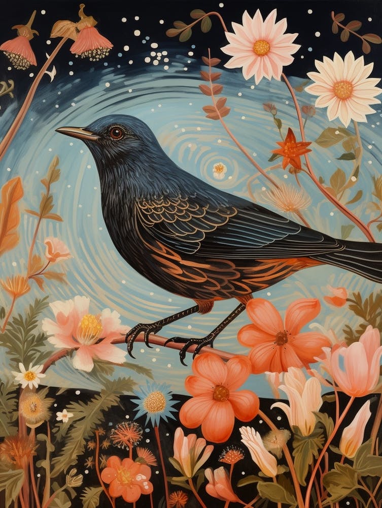 European Robin 4 Detailed Bird Painting