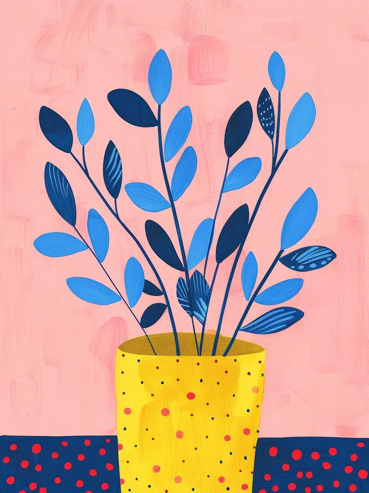 Blue Leaves In A Pot