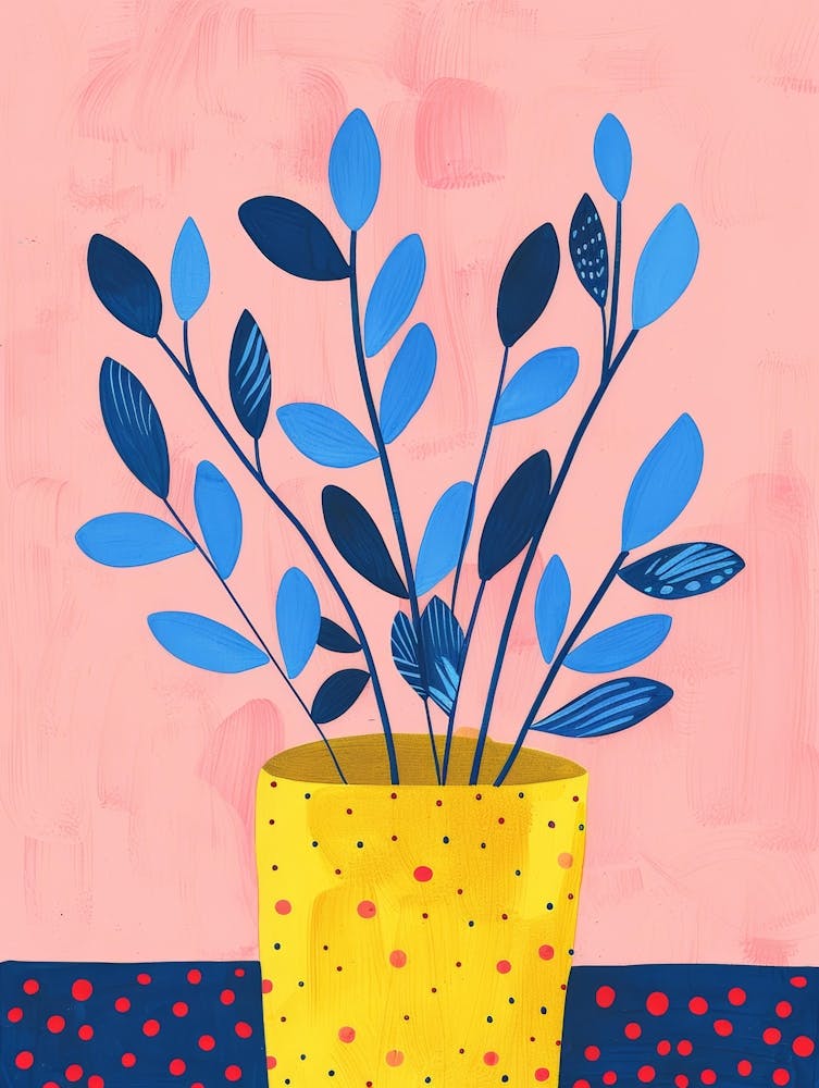 Blue Leaves In A Pot