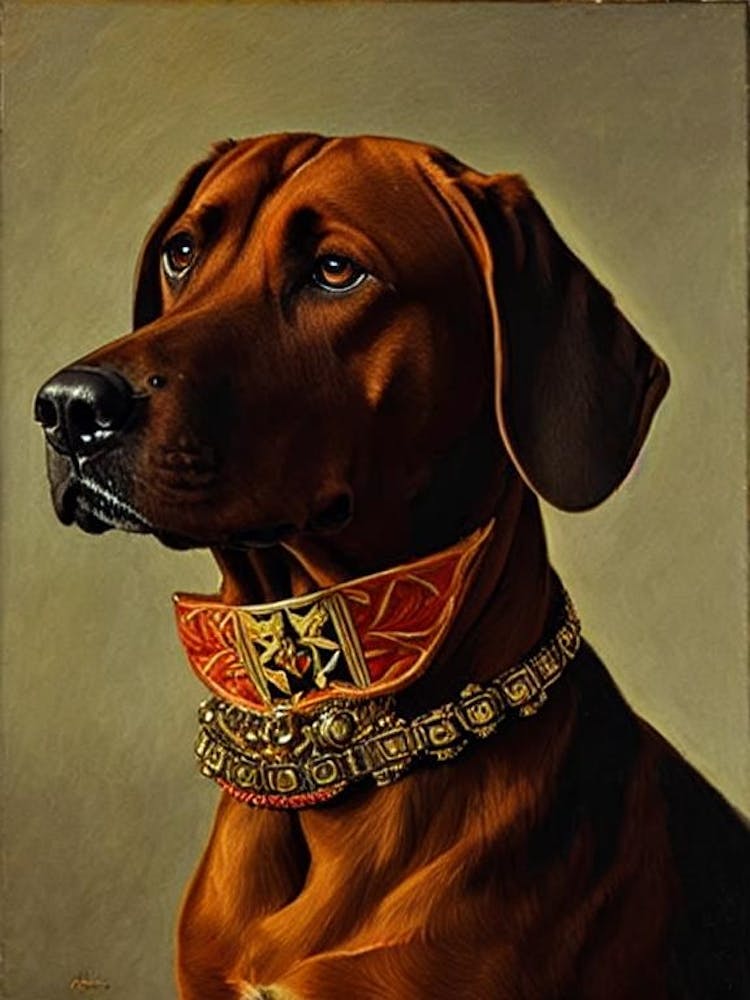 Rhodesian Ridgeback Renaissance Portrait Oil Painting Art Print by ...