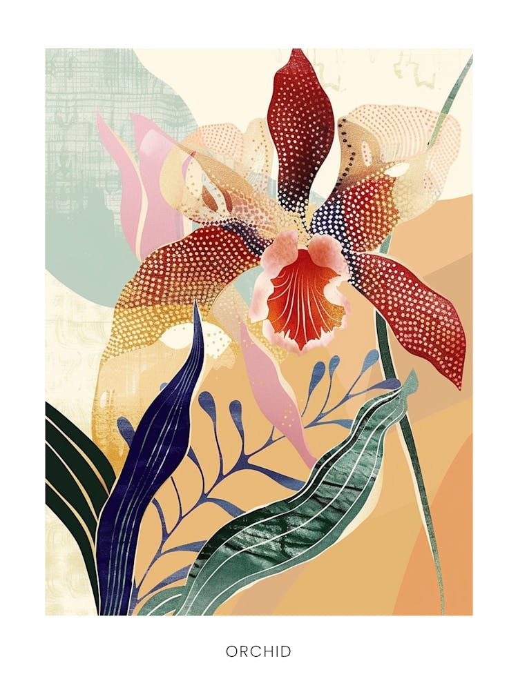 Colourful Flower Illustration Poster Orchid 1
