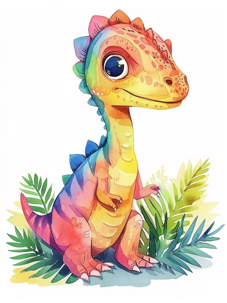 Pastel Rainbow Dilophosaurus Dinosaur