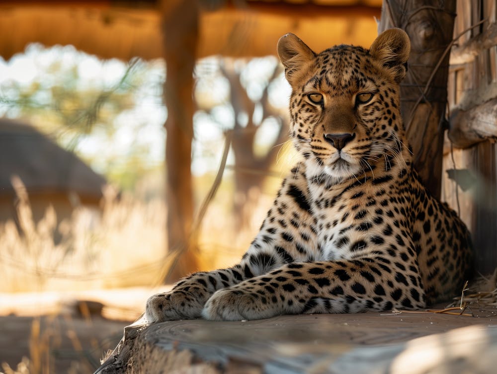 Leopard In A Hut