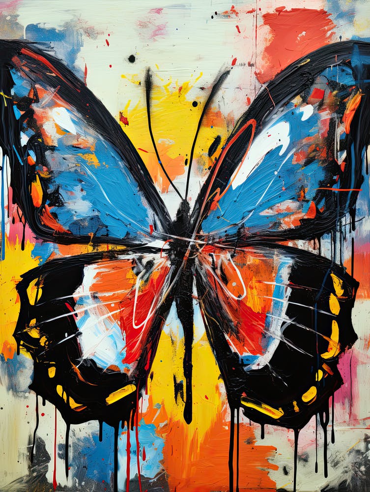 Mixed colors butterfly, Basquiat's Style
