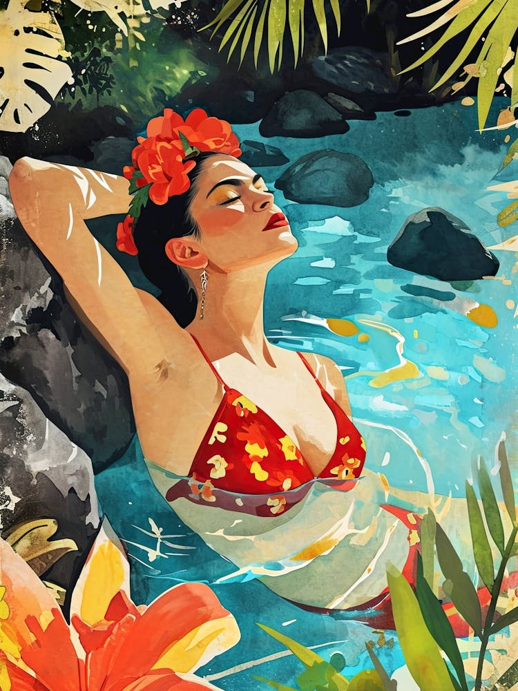 Hawaiian Girl watercolor painting woman