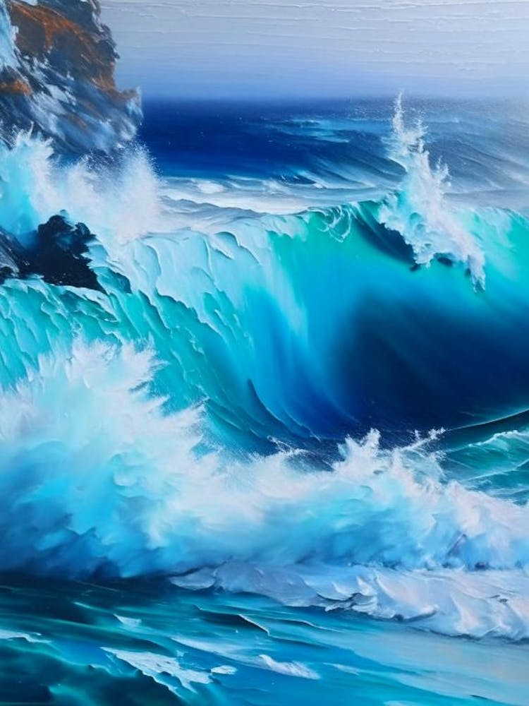 Crashing Waves Landscapes Waterscape Marble Acrylic Painting 1