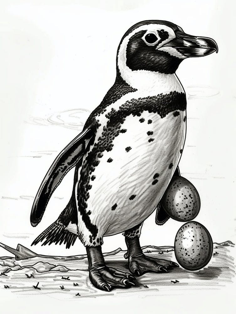 African Penguin Balancing Eggs 3