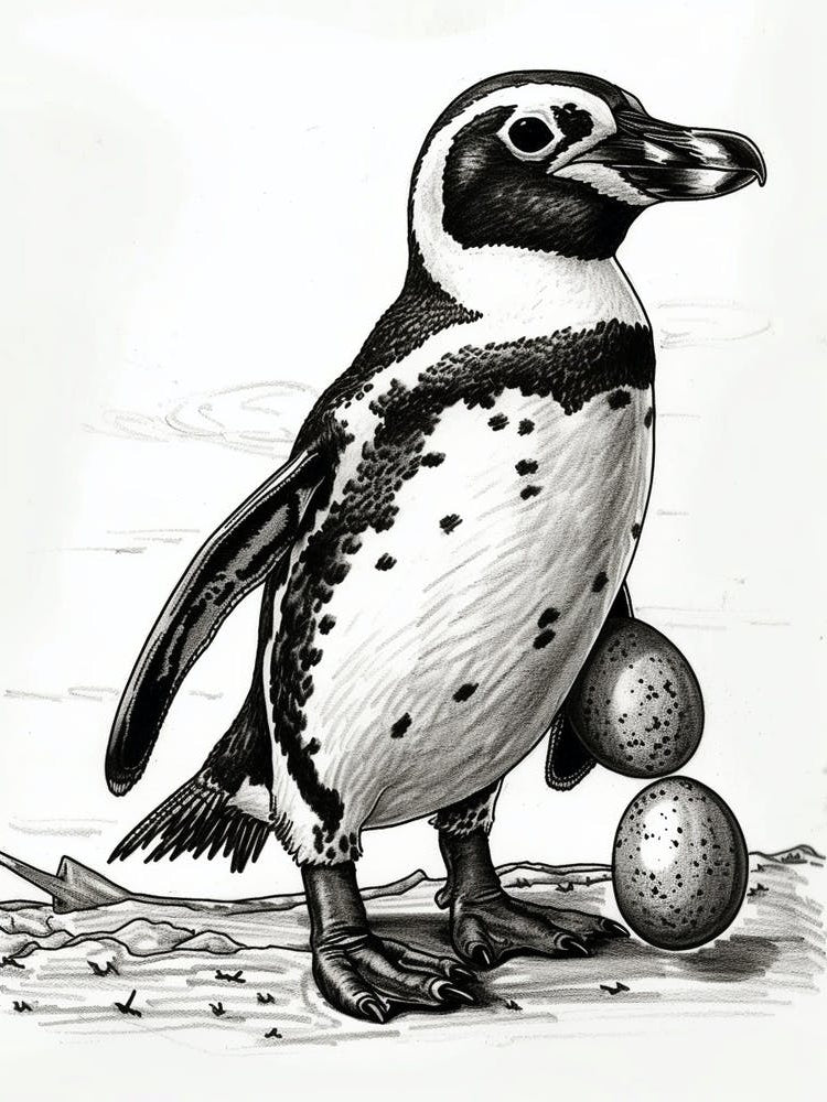 African Penguin Balancing Eggs 3