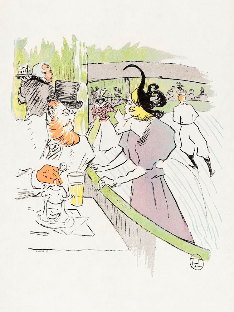 In The Skating Professional Beauty (1896), Henri de Toulouse-Lautrec