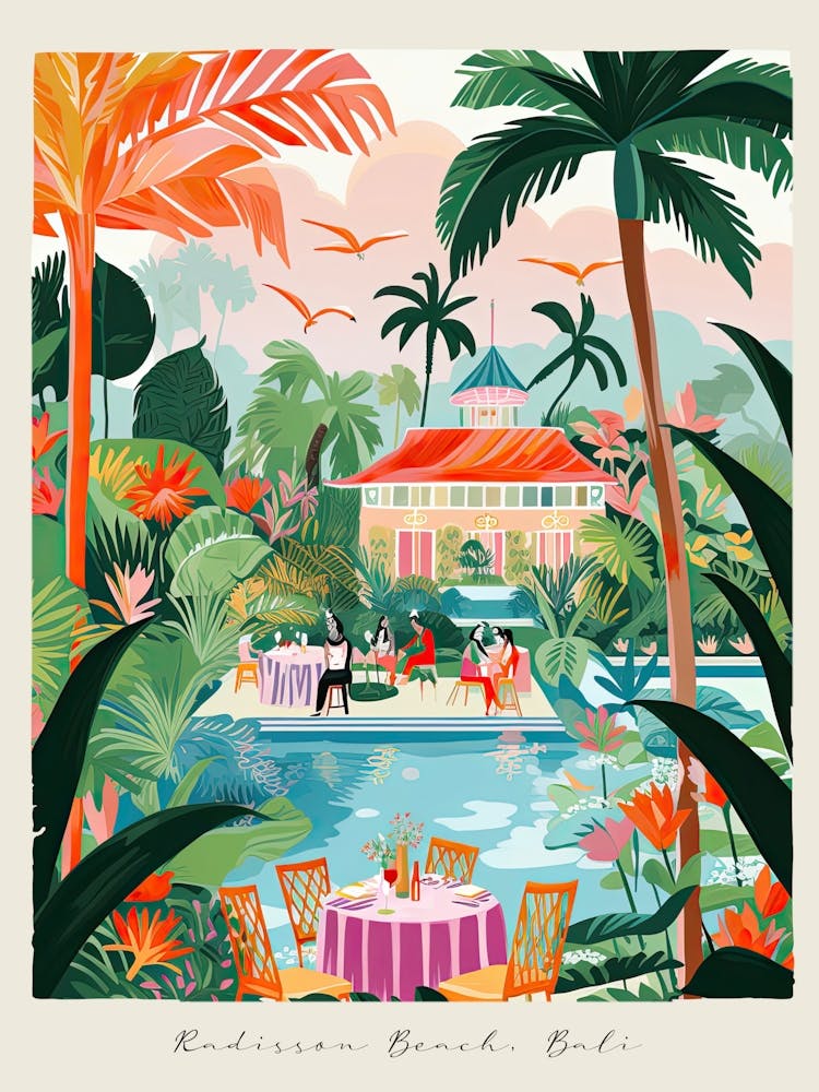 Poster Of Radisson Beach, Bali, Indonesia, Matisse And Rousseau Style 1