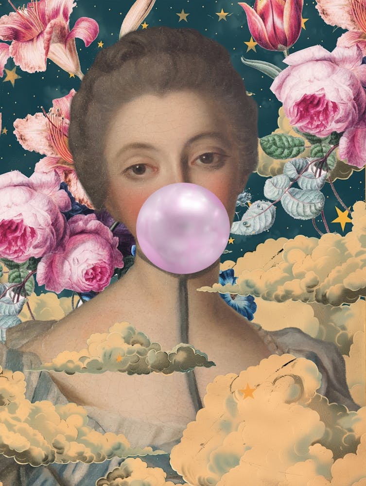 Lollipop Pink BubbleGum Lady in the clouds