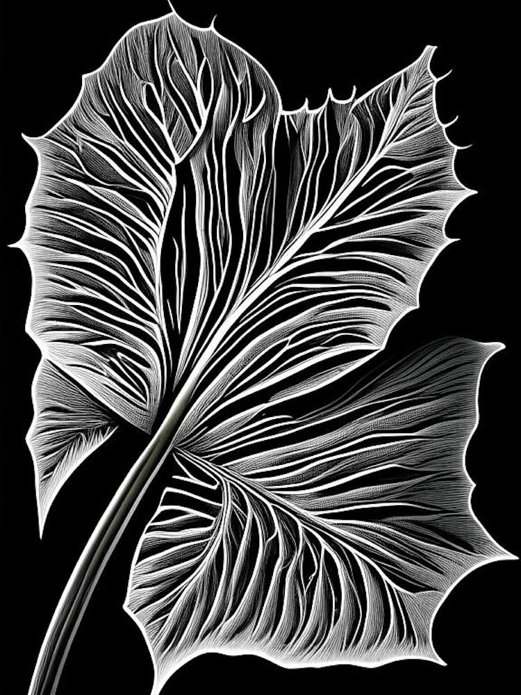 Papaya Leaf Linocut 1