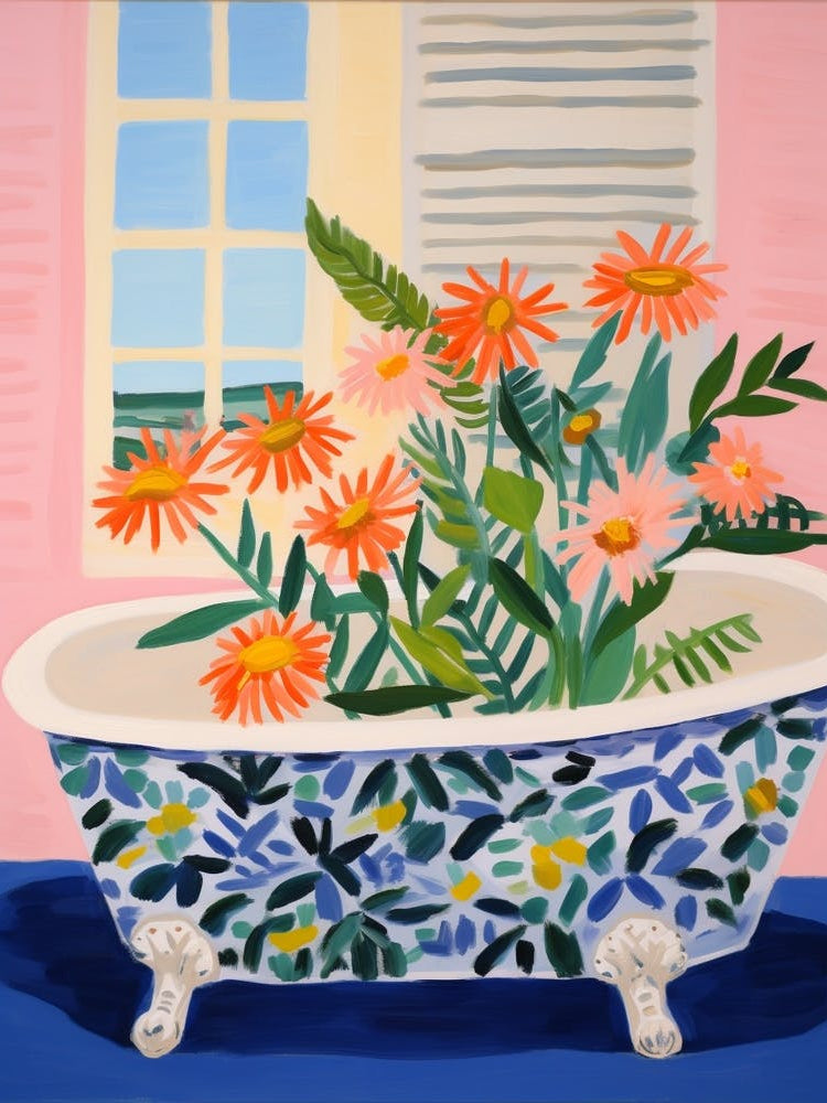 A Bathtube Full Of Daisy In A Bathroom 3