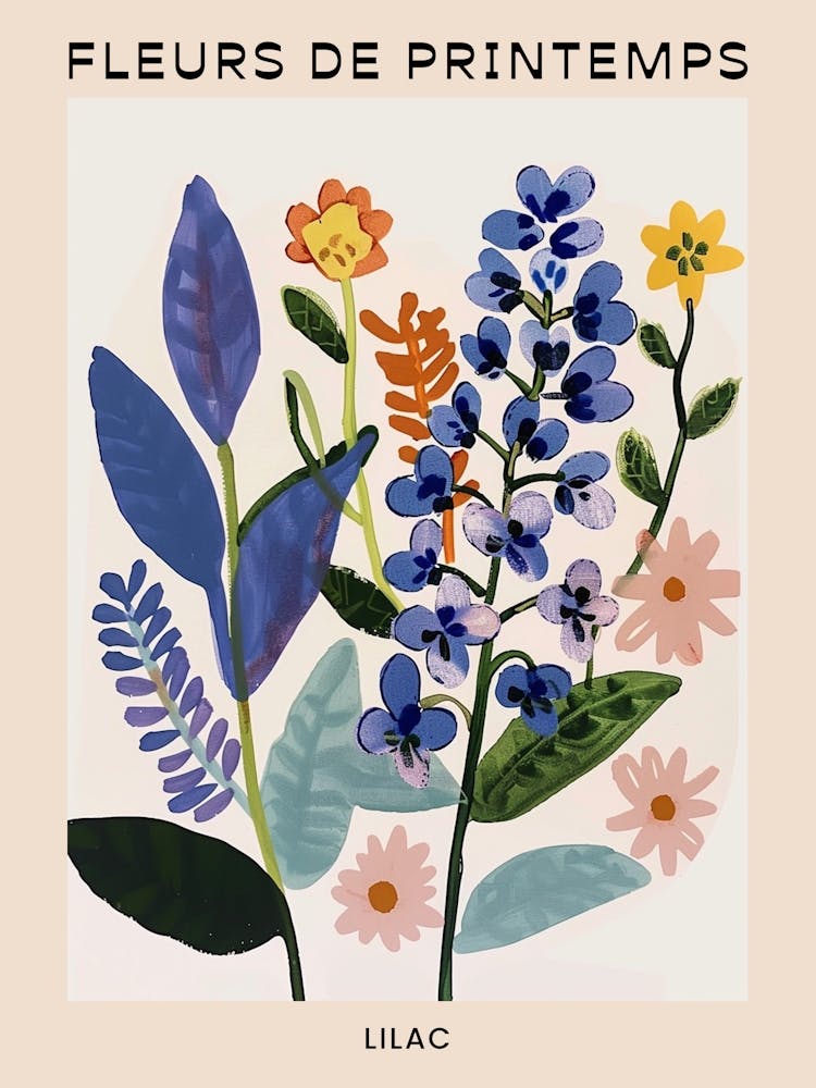 Affiche Française Florale Printanière Lilas 3