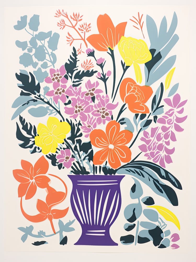 Colourful Flower Still Life Risograph Style 20