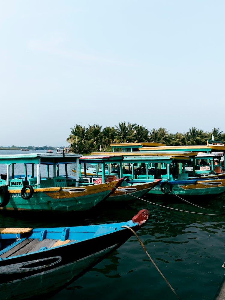 Colorful Boats In Hoi An Vietnam