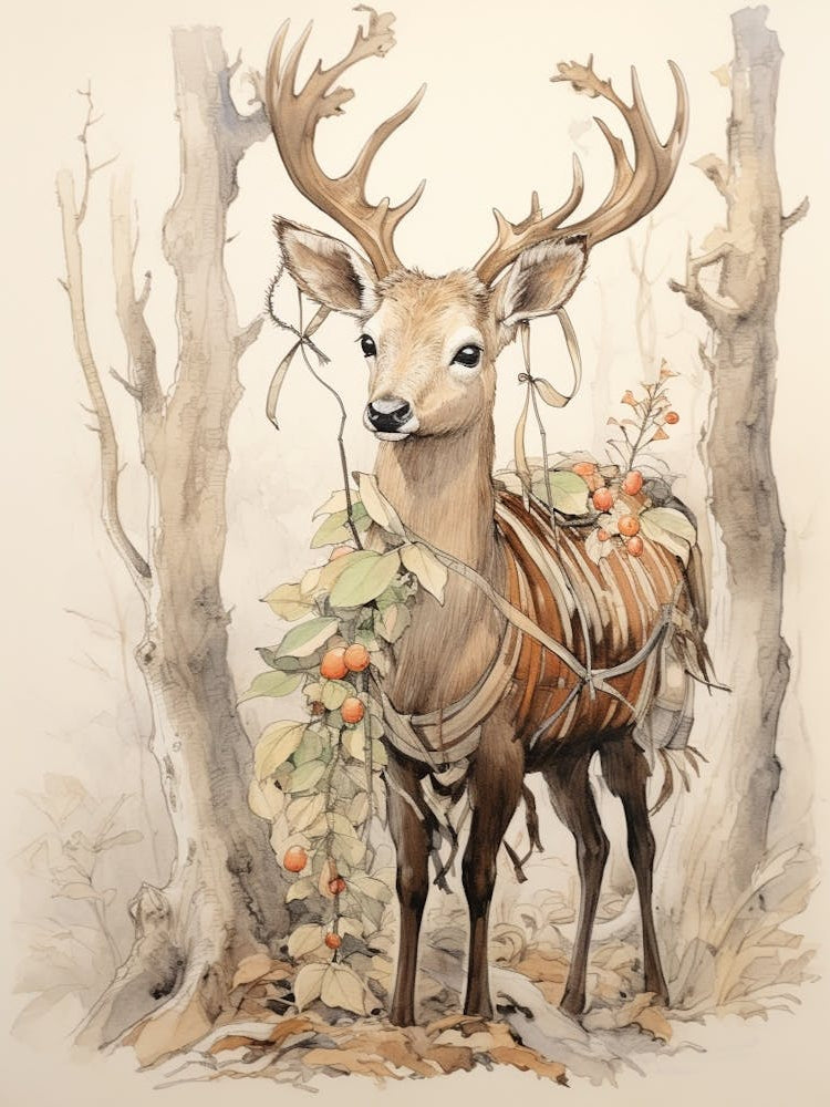 Storybook Animal Watercolour Elk 1