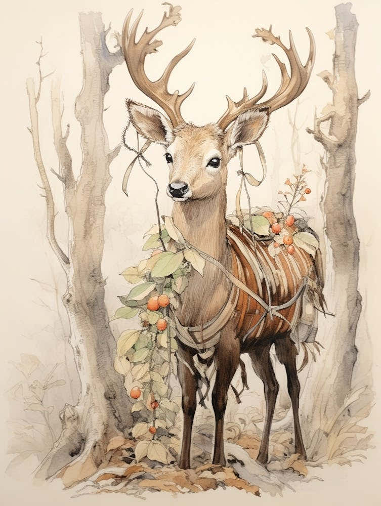Storybook Animal Watercolour Elk 1