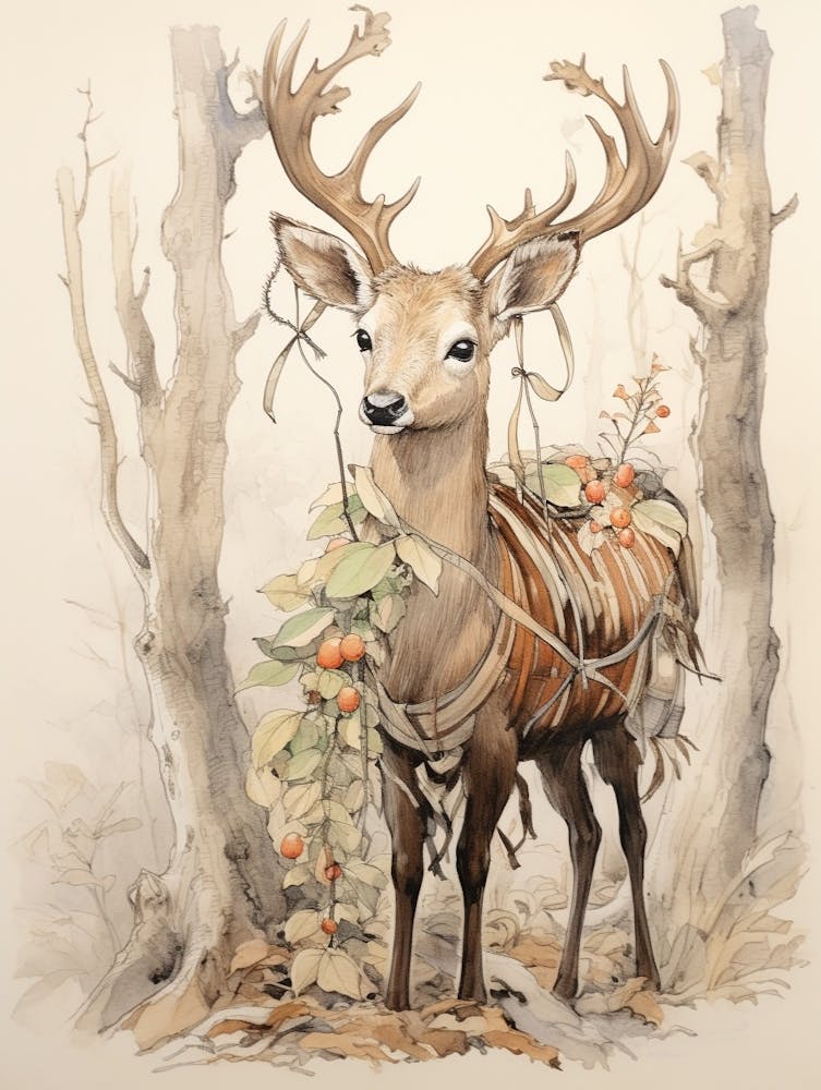 Storybook Animal Watercolour Elk 1
