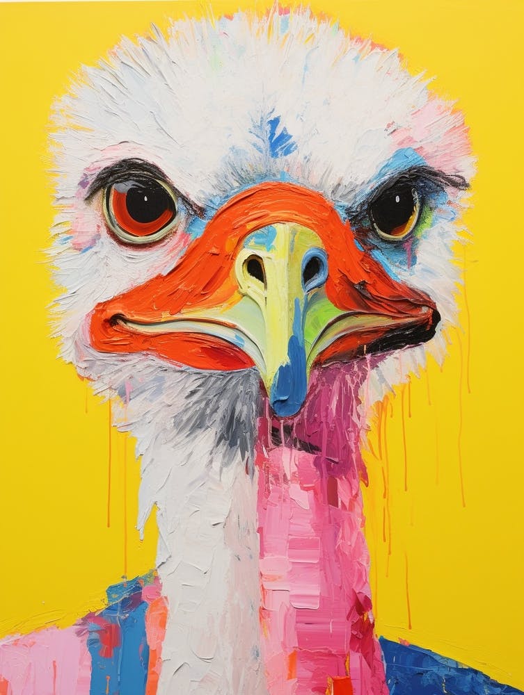 Colourful Bird Painting Ostrich