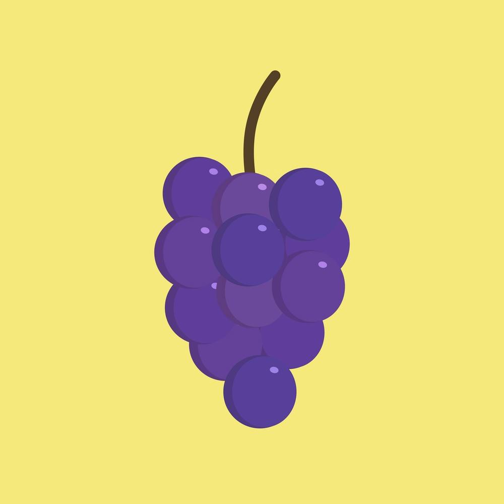 Bunches Of Purple Grapes Icon In Flat Design