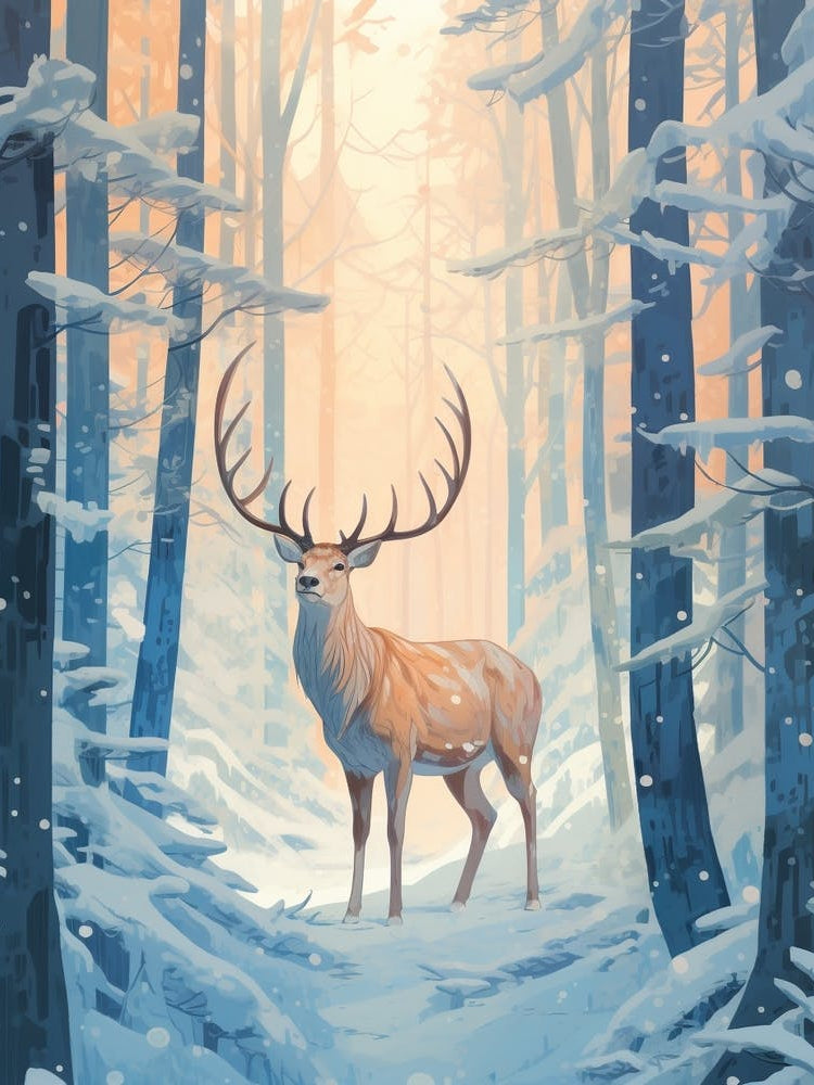 Winter Elk 3 Illustration