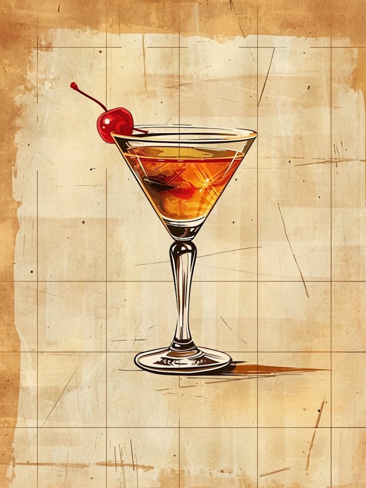 Manhattan Cocktail Vintage Illustration 2