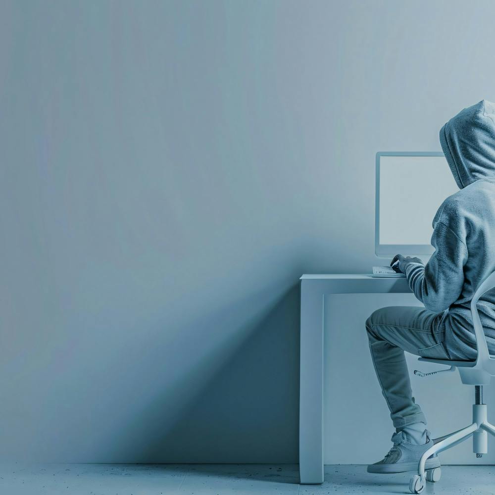 Computer Hacker Sitting At Desk