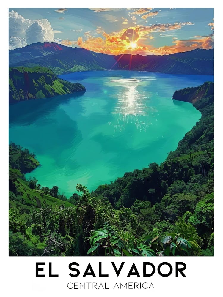 El Salvador Art El Salvador Frames Lake Coatepeque El Salvador Print El Salvador Poster El Salvador Painting