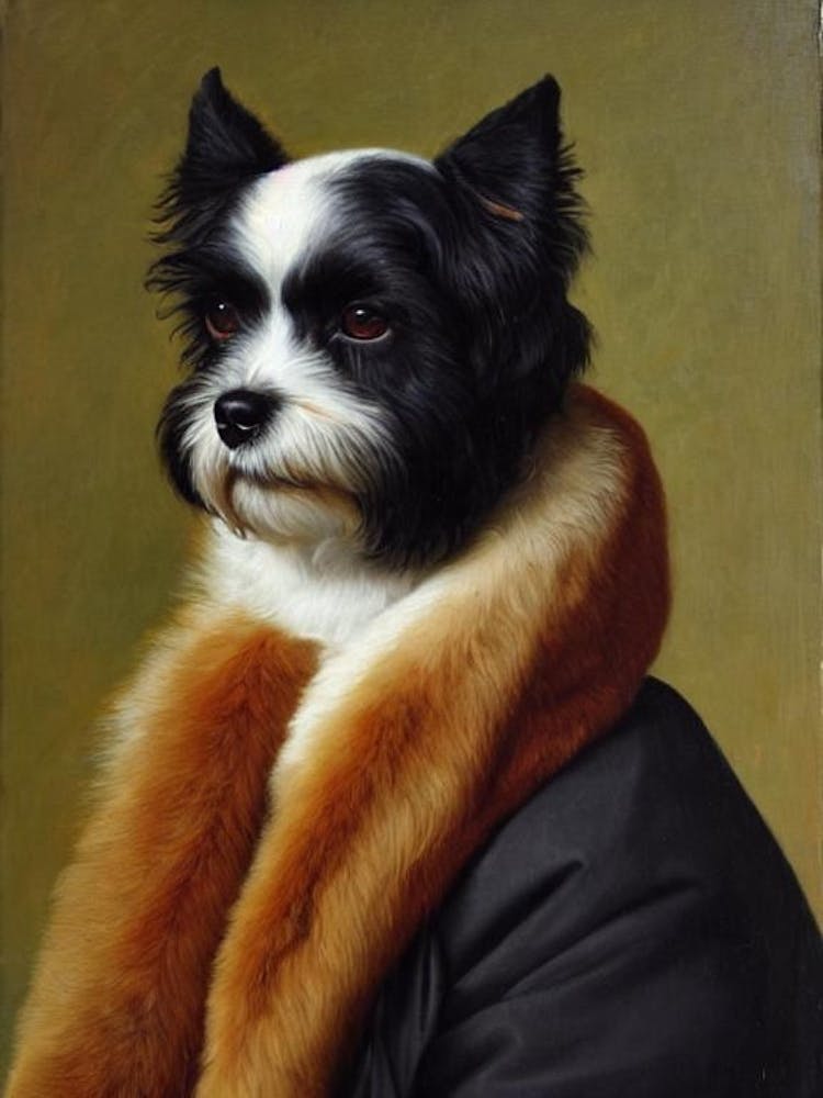 Dandie Dinmont Terrier 2 Renaissance Portrait Oil Painting