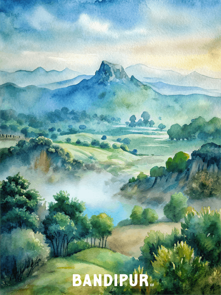 Bandipur National Park Watercolor Painting